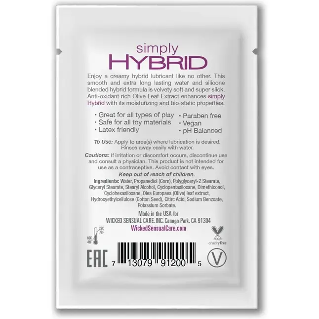 Саше водно-силиконового лубриканта Simply Hybrid - 3 мл - Simply. Фотография 2.