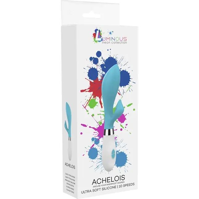 Бирюзовый вибратор-кролик Achelois - 21,8 см - Luminous. Фотография 2.