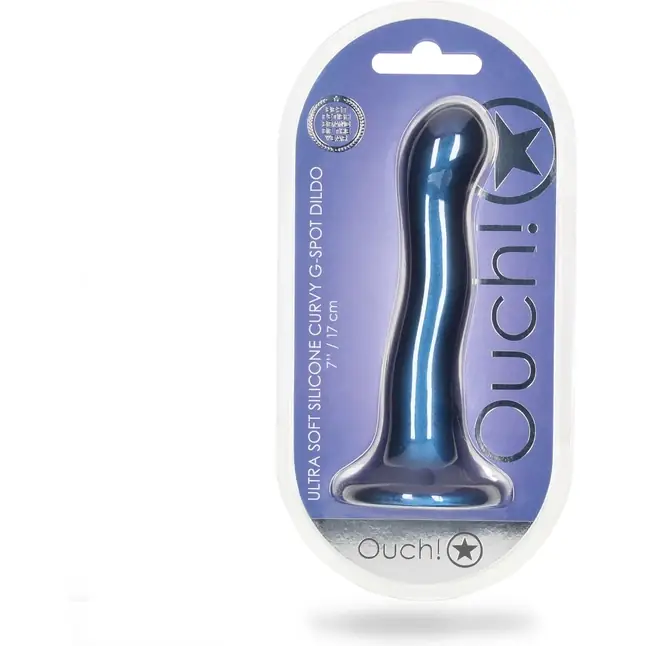 Синий фаллоимитатор Ultra Soft - 18 см - Ouch!. Фотография 2.