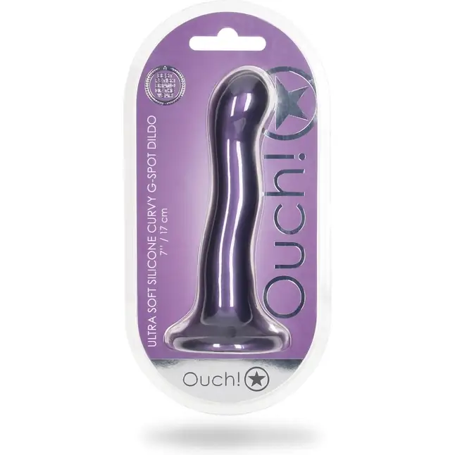 Фиолетовый фаллоимитатор Ultra Soft - 18 см - Ouch!. Фотография 2.