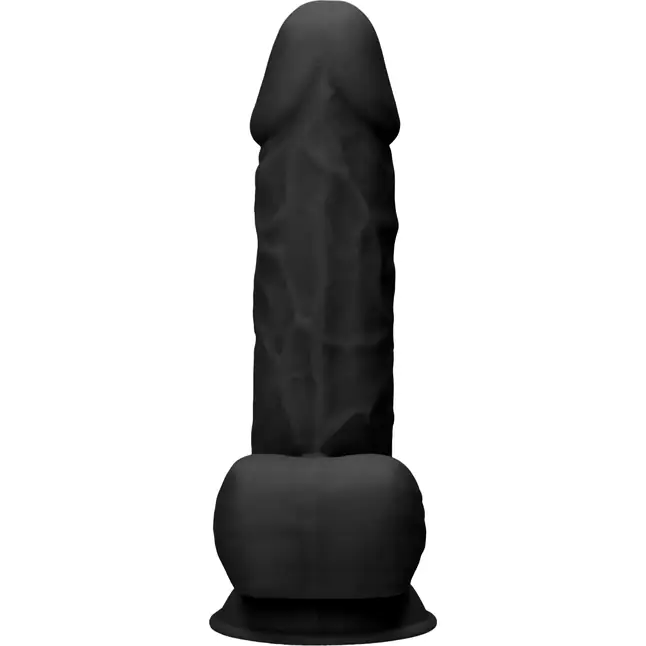 Черный фаллоимитатор Realistic Cock With Scrotum - 21,5 см - RealRock. Фотография 5.
