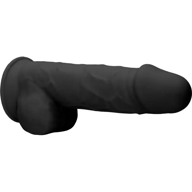 Черный фаллоимитатор Realistic Cock With Scrotum - 21,5 см - RealRock. Фотография 6.