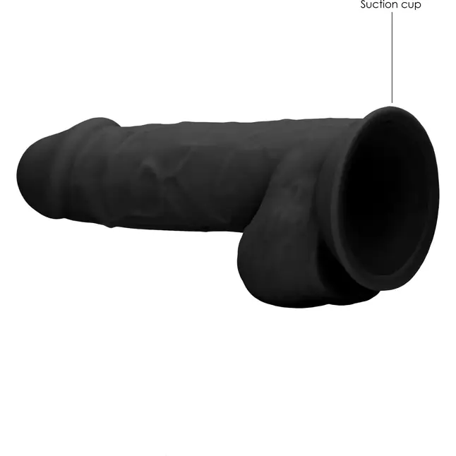 Черный фаллоимитатор Realistic Cock With Scrotum - 21,5 см - RealRock. Фотография 8.