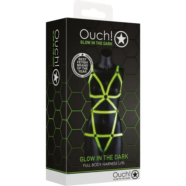 Люминесцентная сбруя на тело размера L-XL - Ouch!. Фотография 2.