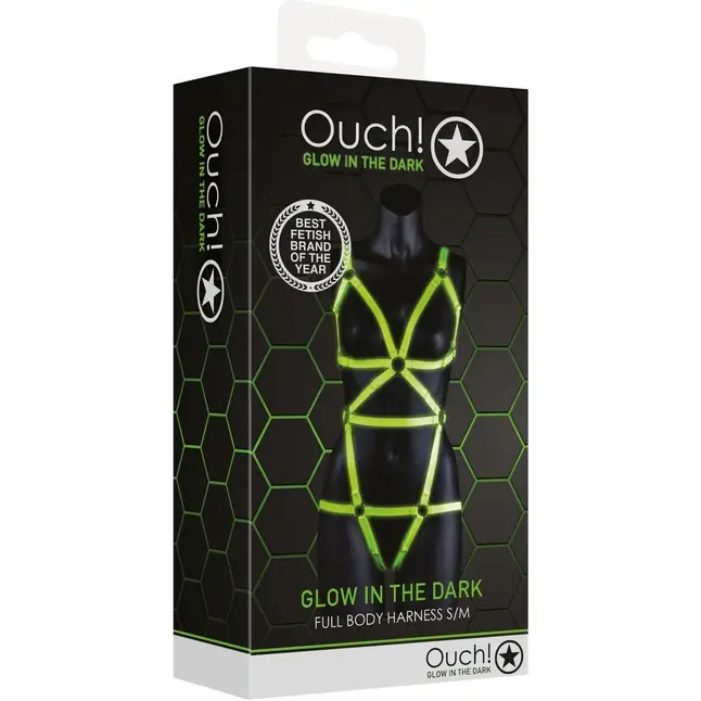 Люминесцентная сбруя на тело размера S-M - Ouch!. Фотография 2.