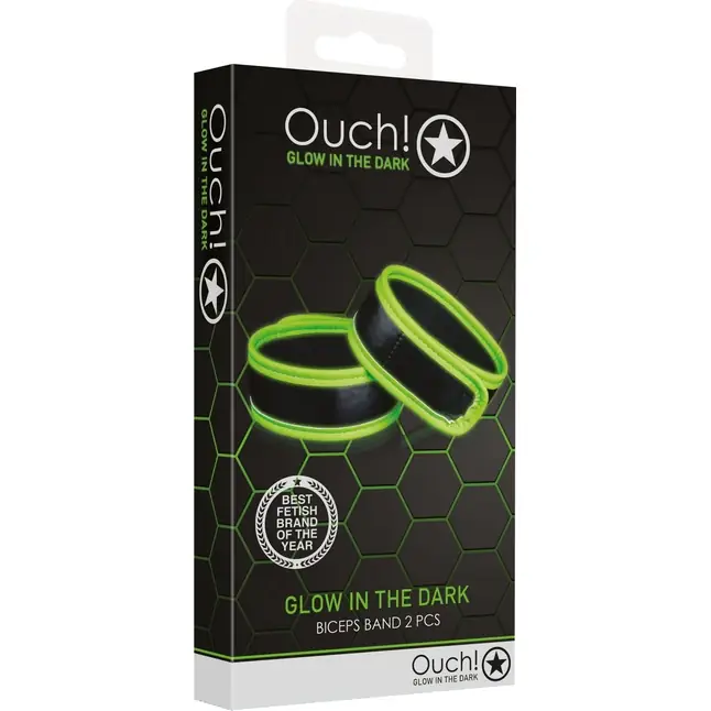 Пара люминесцентных повязок на бицепс Glow in the Dark - Ouch!. Фотография 2.