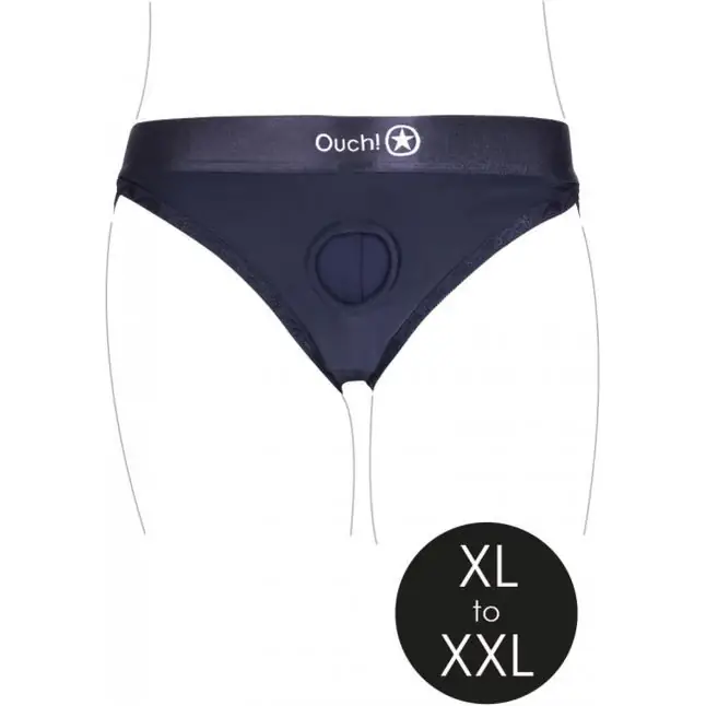 Черные трусики для страпона с вибропулей - размер XL-XXL - Ouch!. Фотография 5.