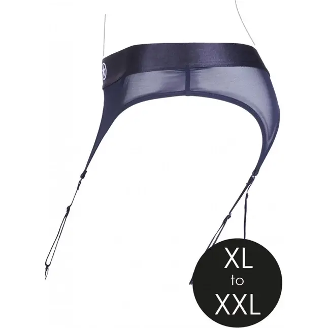 Черные трусики-пояс для страпона с вибропулей - размер XL-XXL - Ouch!. Фотография 5.