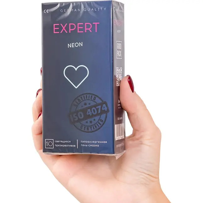 Светящиеся в темноте презервативы EXPERT Neon - 10 шт. Фотография 4.