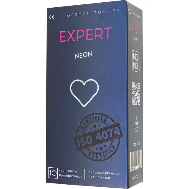 Светящиеся в темноте презервативы EXPERT Neon - 10 шт