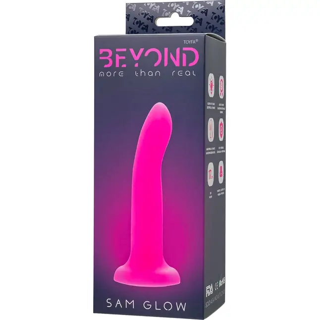 Ярко-розовый, светящийся в темноте фаллоимитатор Sam Glow - 17 см - Beyond. Фотография 8.