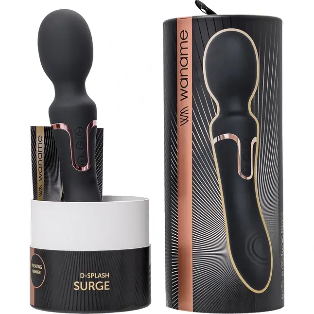 Черный двусторонний интимный массажер Surge - 22,5 см - WANAME D-SPLASH. Фотография 10.