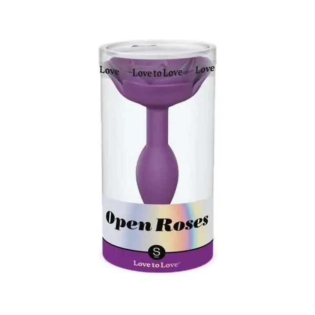 Фиолетовая анальная пробка с ограничителем-розой Open Rose Size S Butt Plug. Фотография 6.