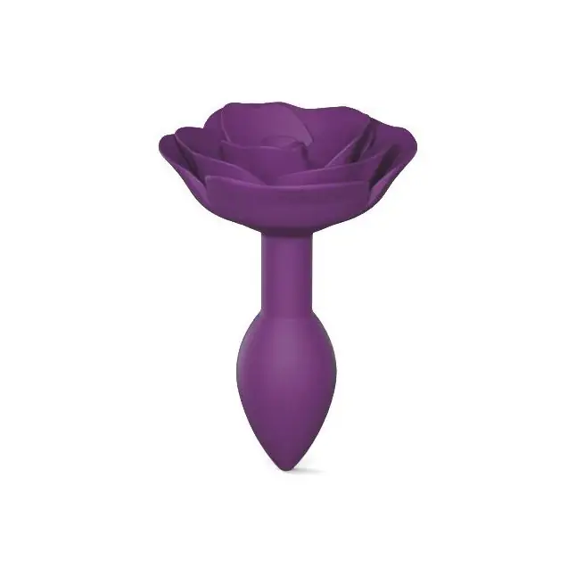 Фиолетовая анальная пробка с ограничителем-розой Open Rose Size S Butt Plug