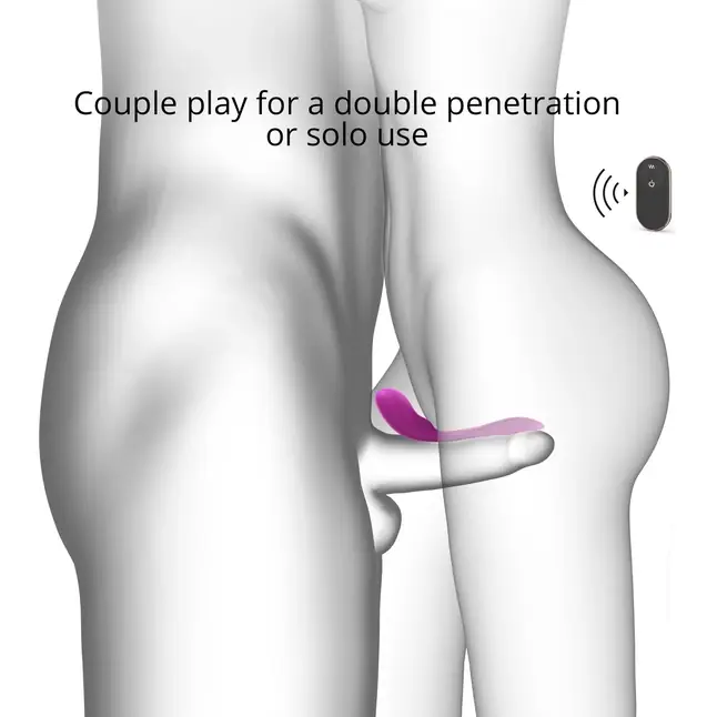 Лиловый вибратор для пар Match Up Couple Vibrator with Remote Control. Фотография 2.