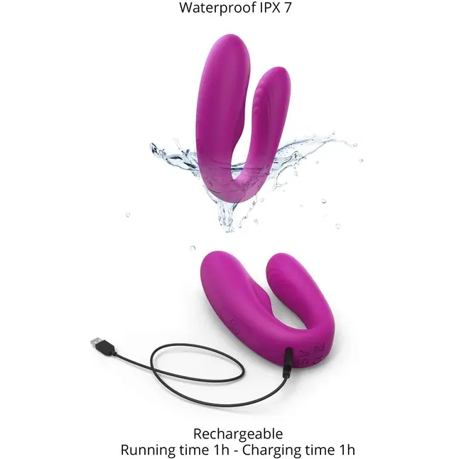 Лиловый вибратор для пар Match Up Couple Vibrator with Remote Control. Фотография 6.