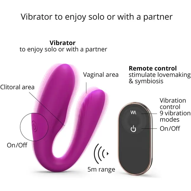 Лиловый вибратор для пар Match Up Couple Vibrator with Remote Control. Фотография 7.