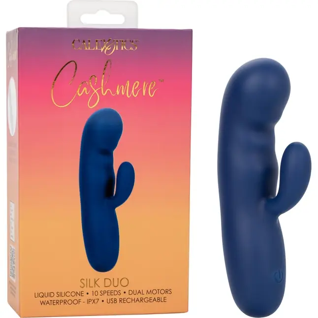 Синий вибромассажер-кролик Cashmere Silk Duo - 16,5 см - Cashmere. Фотография 11.