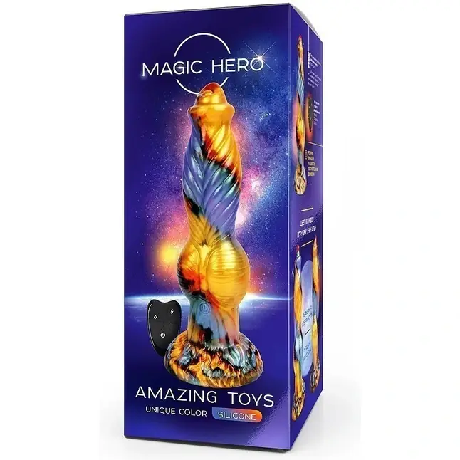 Разноцветный фантазийный вибромассажер - 26 см - MAGIC HERO. Фотография 5.