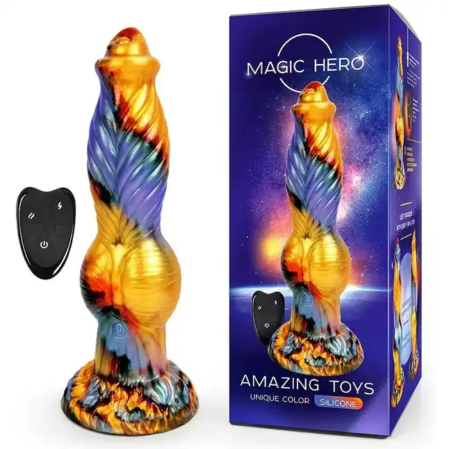 Разноцветный фантазийный вибромассажер - 26 см - MAGIC HERO