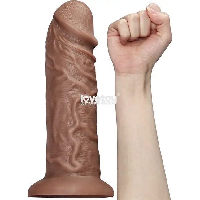 Коричневый вибратор-гигант 10.5 Realistic Chubby Vibrating Dildo - 26,6 см. Фотография 2.
