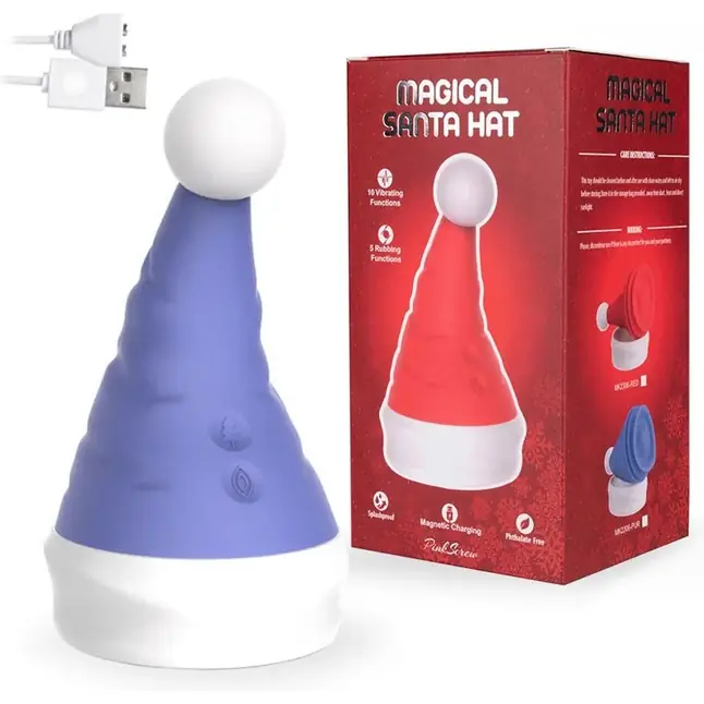 Сиреневый вибростимулятор в форме колпака Magical Santa Hat. Фотография 2.