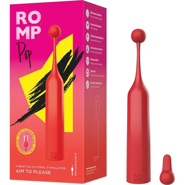 Красный клиторальный стимулятор Romp Pop. Фотография 2.