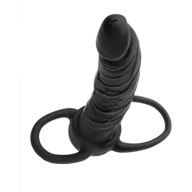Черная насадка на пенис для двойного проникновения Black Red - 16,5 см - Black Red. Фотография 7.
