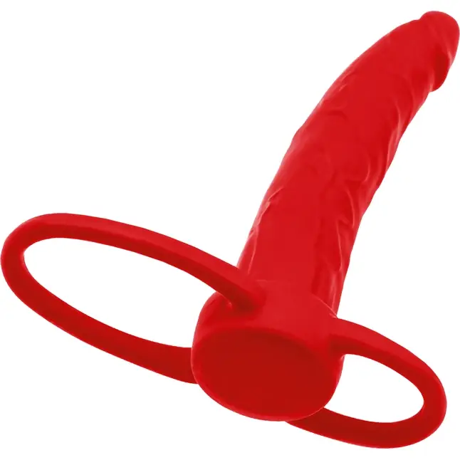 Красная насадка на пенис для двойного проникновения Black Red - 16,5 см - Black Red. Фотография 4.