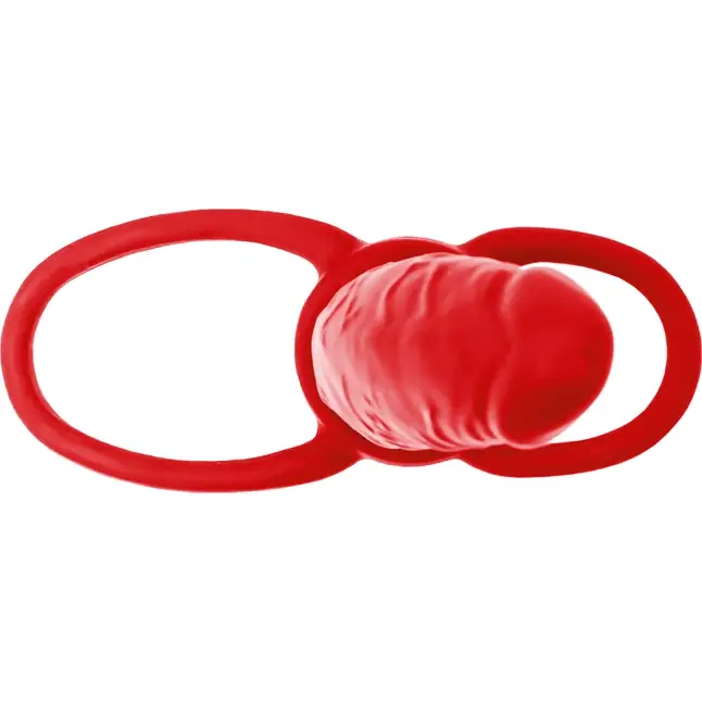Красная насадка на пенис для двойного проникновения Black Red - 16,5 см - Black Red. Фотография 5.
