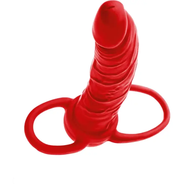 Красная насадка на пенис для двойного проникновения Black Red - 16,5 см - Black Red. Фотография 6.