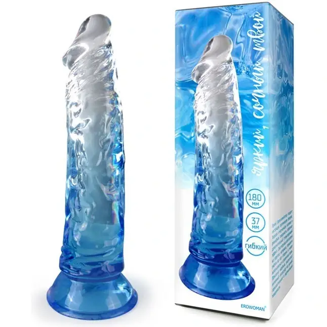 Синий гибкий фаллоимитатор - 20,5 см - EROWOMAN NEW COLLECTION. Фотография 2.