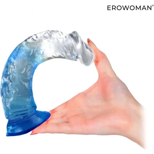 Синий гибкий фаллоимитатор - 20,5 см - EROWOMAN NEW COLLECTION. Фотография 4.