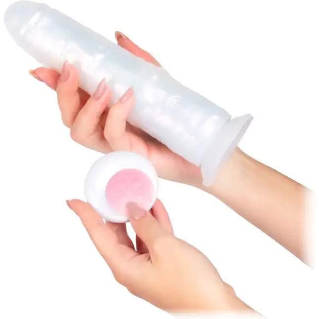 Белый вибратор-реалистик со световыми эффектами - 20,5 см - EROWOMAN NEW COLLECTION. Фотография 3.