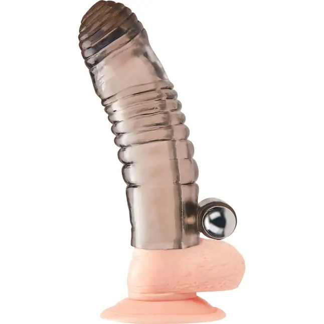 Дымчатая насадка на пенис с вибрацией Vibrating Penis Enhancing Sleeve Extension - 13,3 см. Фотография 2.