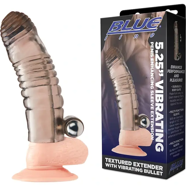 Дымчатая насадка на пенис с вибрацией Vibrating Penis Enhancing Sleeve Extension - 13,3 см