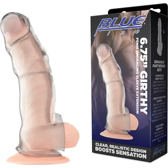 Прозрачная насадка для пениса Girthy Penis Enhancing Sleeve Extension - 17,1 см