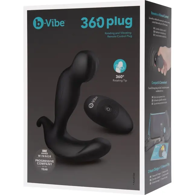 Черный анальный стимулятор с вращением и вибрацией 360 Plug - 13 см. Фотография 2.