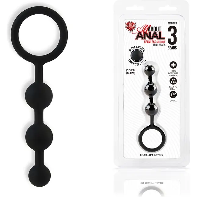 Черные силиконовые анальные бусы Silicone Anal Beads - 14 см. Фотография 2.