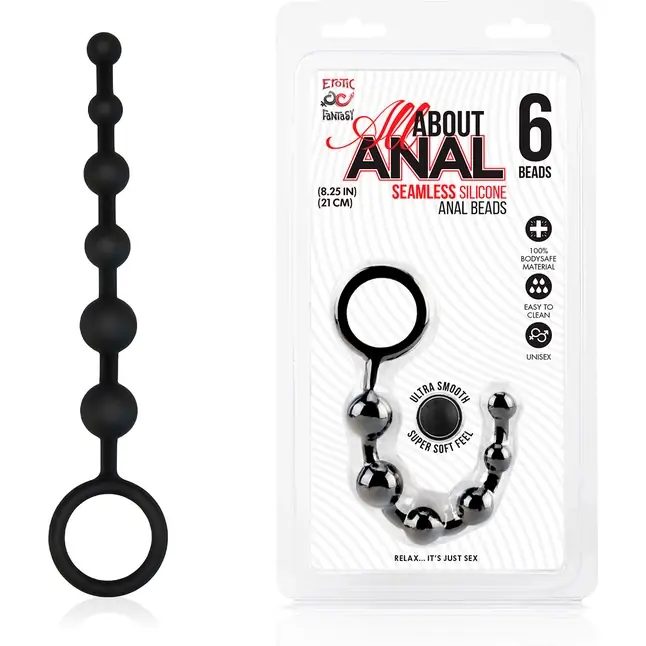 Черные силиконовые анальные бусы Silicone Anal Beads - 21 см. Фотография 2.