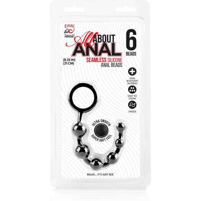 Черные силиконовые анальные бусы Silicone Anal Beads - 21 см. Фотография 3.
