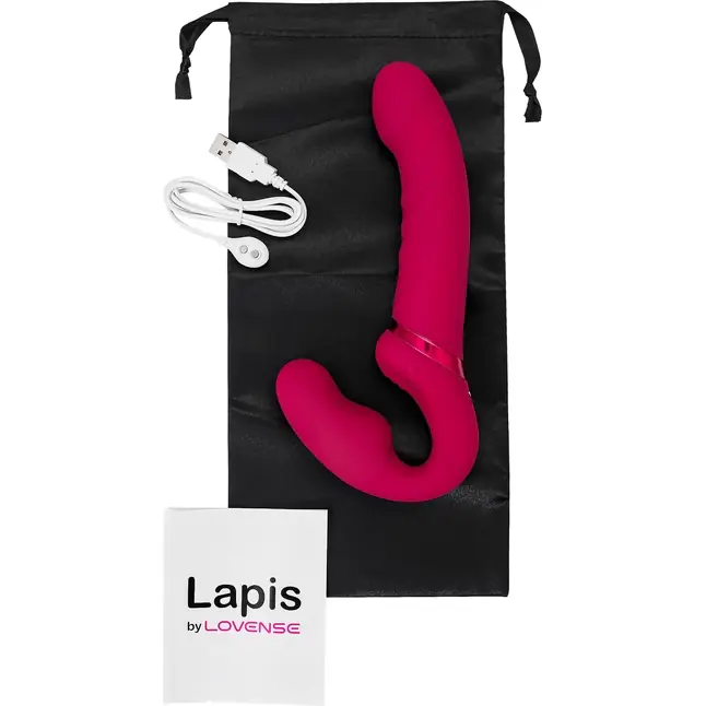 Малиновый безремневой страпон Lapis - 23 см. Фотография 9.