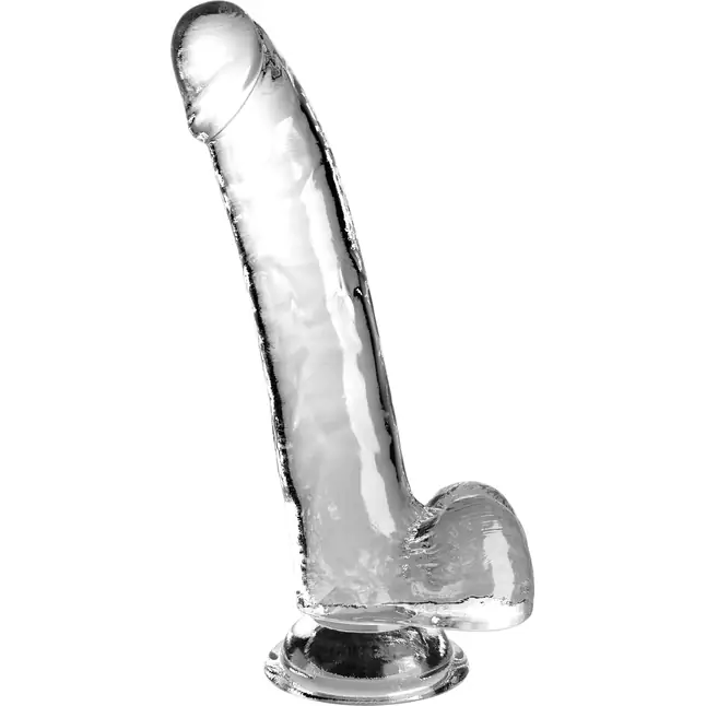 Прозрачный фаллоимитатор с мошонкой на присоске 9’’ Cock with Balls - 24,8 см - King Cock Clear