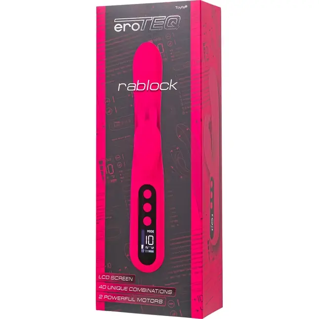 Ярко-розовый вибратор с клиторальной стимуляцией Rablock - 23,5 см - EroTEQ by Toyfa. Фотография 8.