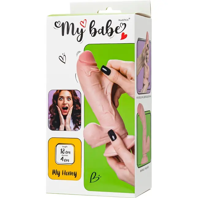 Телесный реалистичный фаллоимитатор My Honey - 18 см - My Babe by RealStick. Фотография 12.