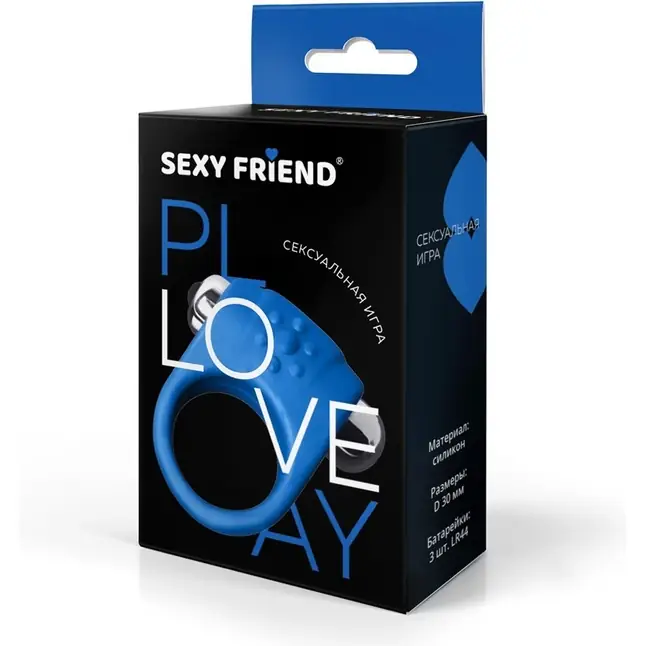 Синее эрекционное кольцо с виброэлементом - SEXY FRIEND СЕКСУАЛЬНАЯ ИГРА. Фотография 4.