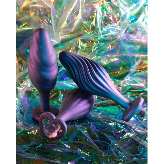 Фиолетовая анальная пробка с кристаллом-сердцем Matrix Bumped Bling Plug - 11,4 см - Anal Adventures. Фотография 5.