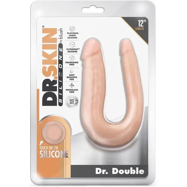 Телесный анально-вагинальный фаллоимитатор Dr. Double - 31,8 см - Dr. Skin Silicone. Фотография 2.