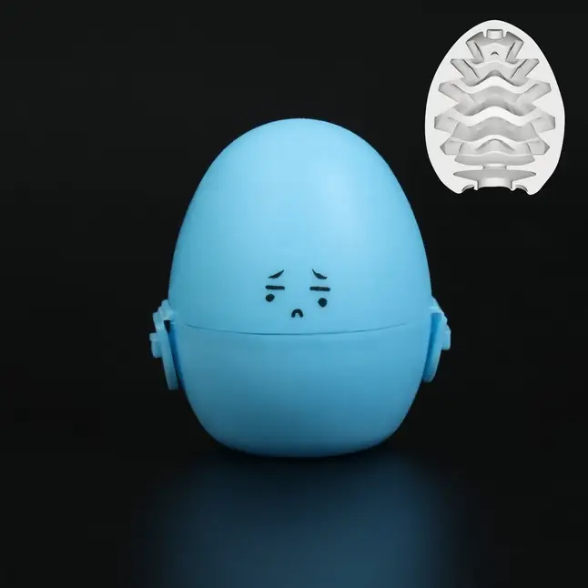 Рельефный мастурбатор EGG в синем футляре - Оки-Чпоки