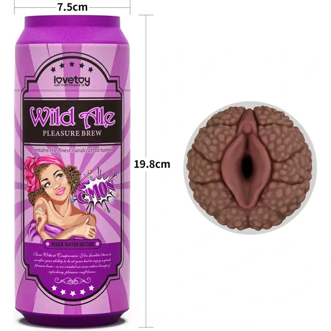 Коричневый мастурбатор-вагина Pleasure Brew Masturbator-Wild Ale в банке. Фотография 2.